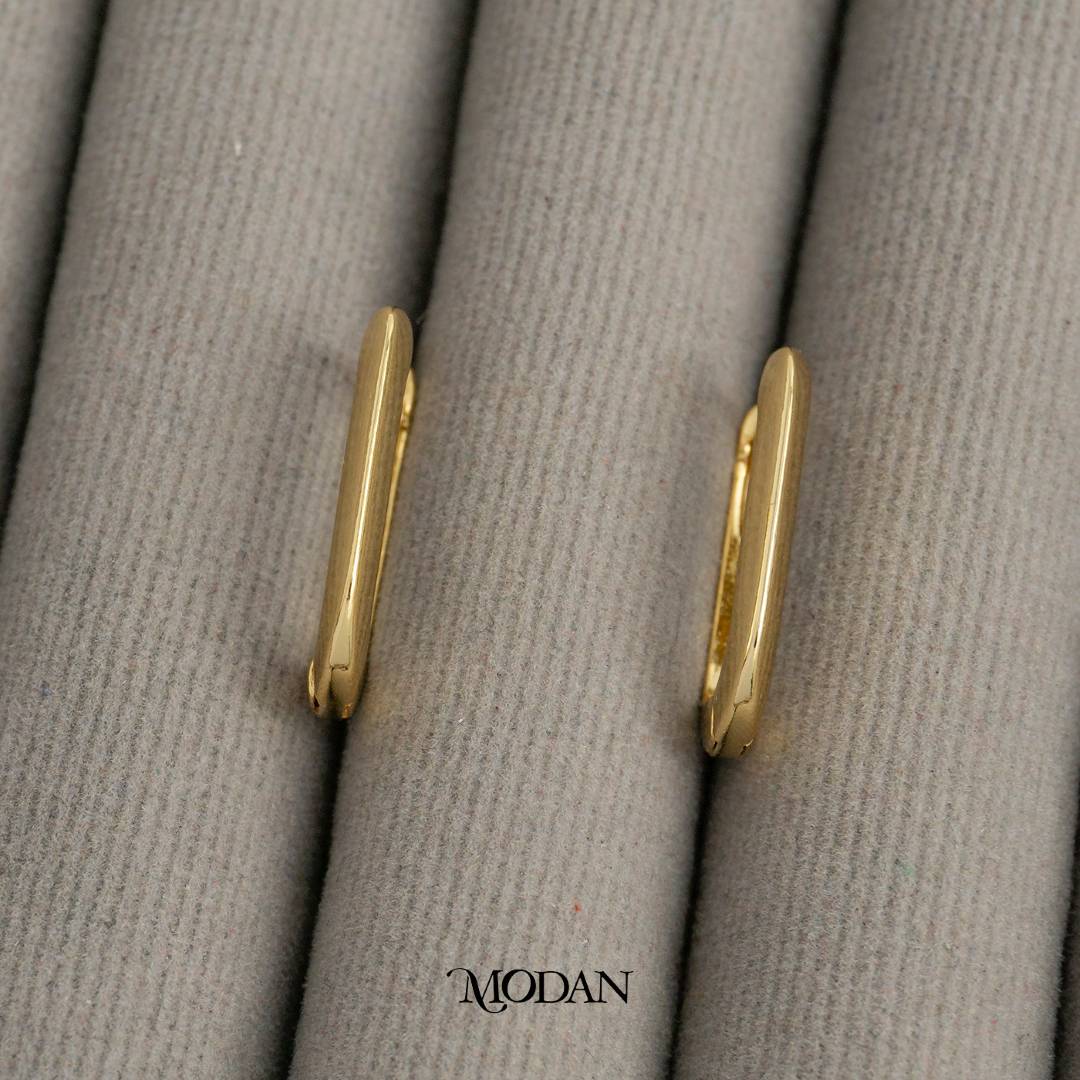 Simple Geometric Rectangular Hoop Earrings Anting Simple Hypoallergenic Gold Filled