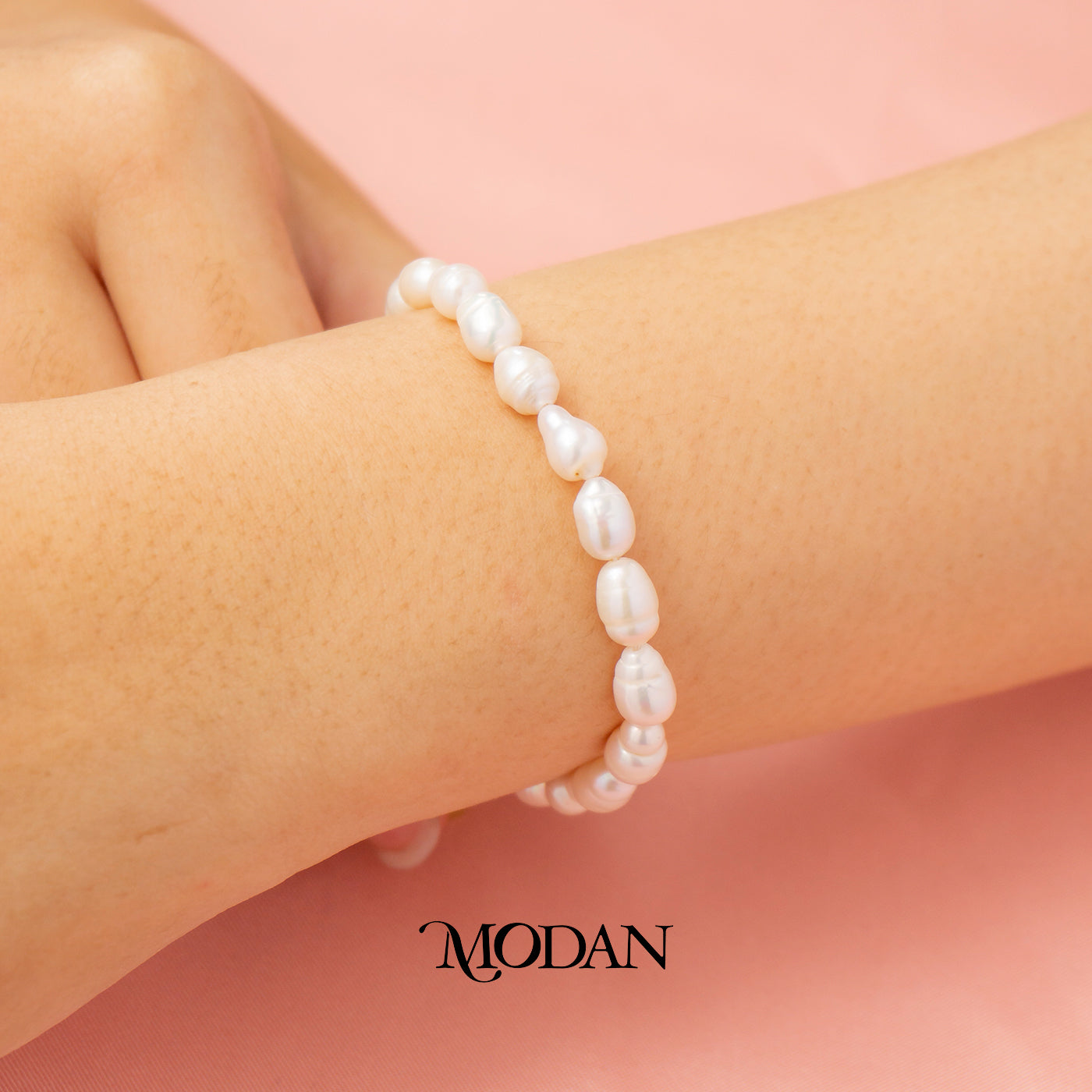 (17.5cm) Ocean White Freshwater Pearl Bracelet Gelang Mutiara Hypoallergenic Gold Filled