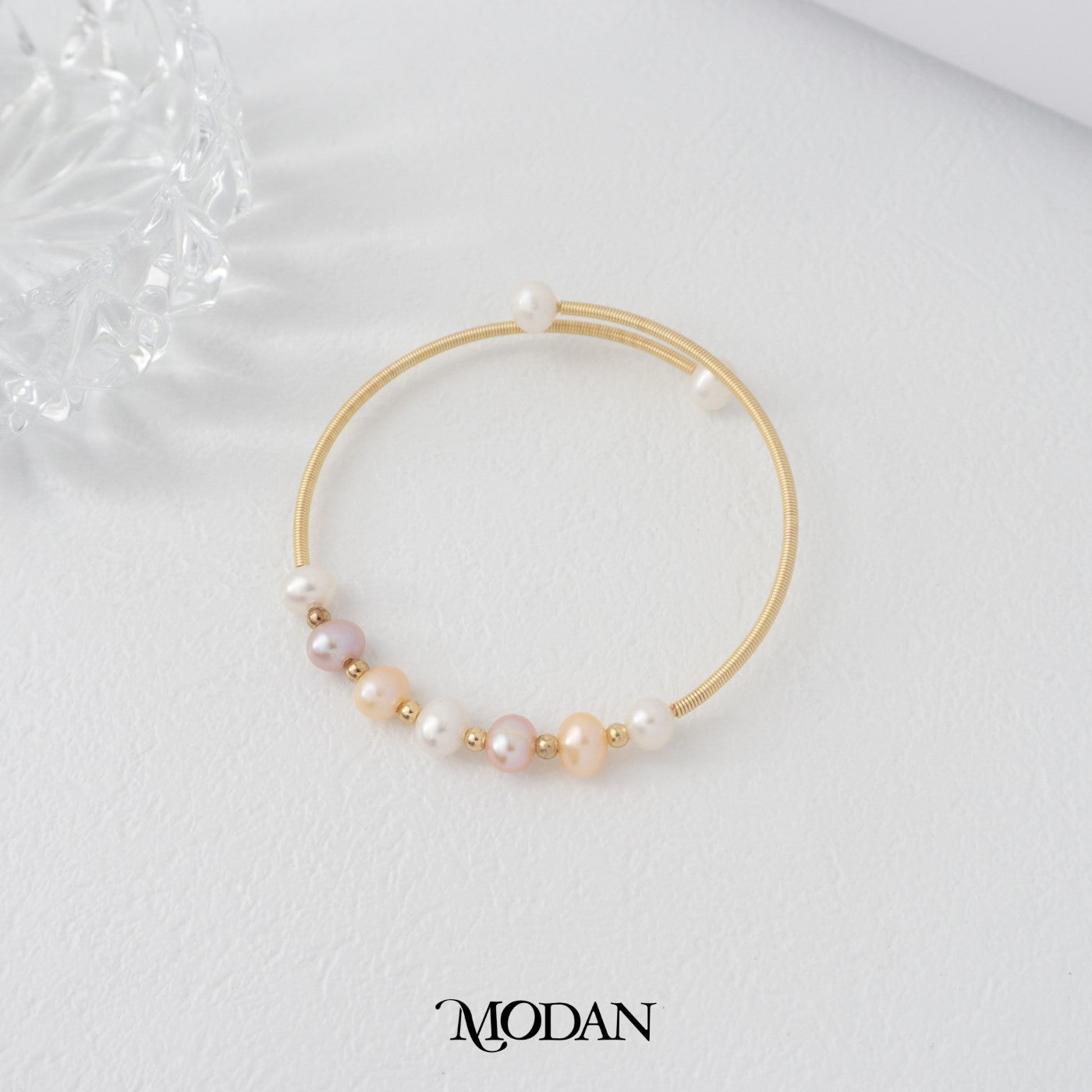 Elegant White Pink Bridal Shell Pearl Layer Cuff Bracelet Gelang Mutiara Hypoallergenic Gold Filled