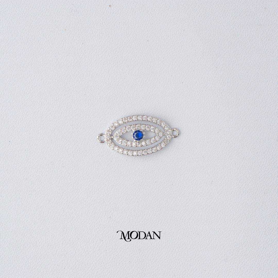 Blue Sapphire Evil Eye DIY Connector Liontin Konektor Mata Iblis Biru Hypoallergenic Gold Plated