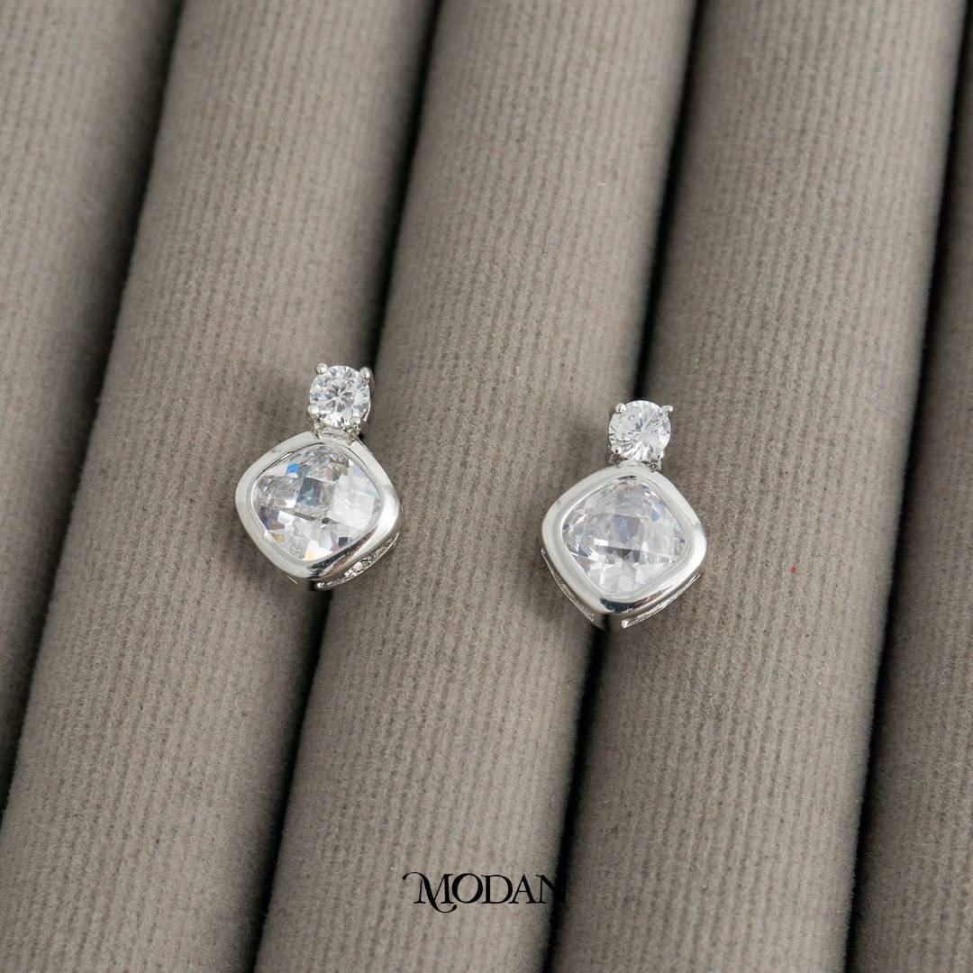 Bridal Party Rhombus Stud Earrings Anting Tusuk Belah Ketupat Pesta Pernikahan Hypoallergenic Gold Plated