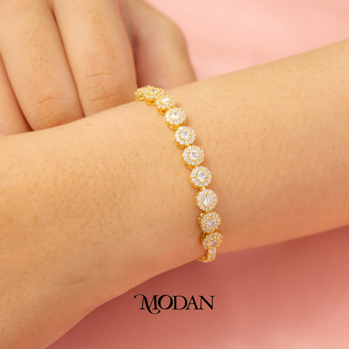 Sparkling Wedding Sunflower Adjustable Bracelet Gelang Serut Hypoallergenic Gold Plated