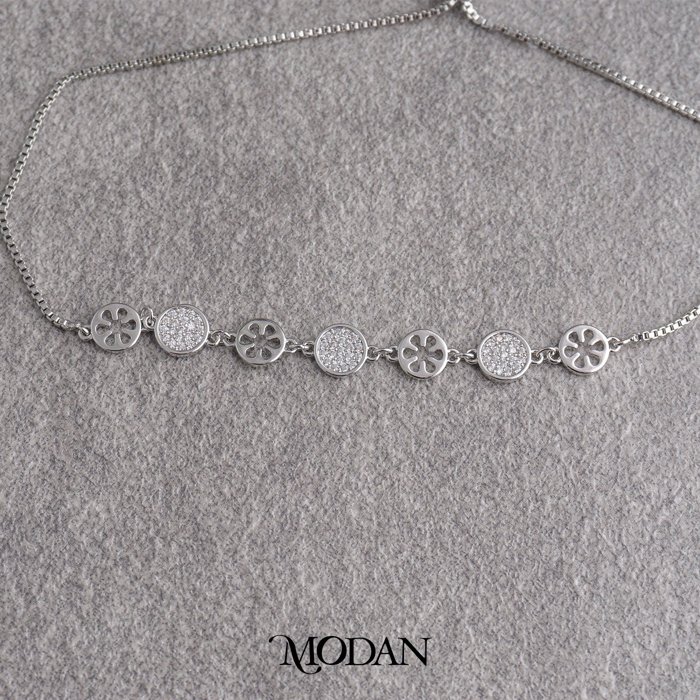 Silver Round Circle Flower Minimalist Adjustable Bracelet Gelang Minimalis Hypoallergenic Gold Filled