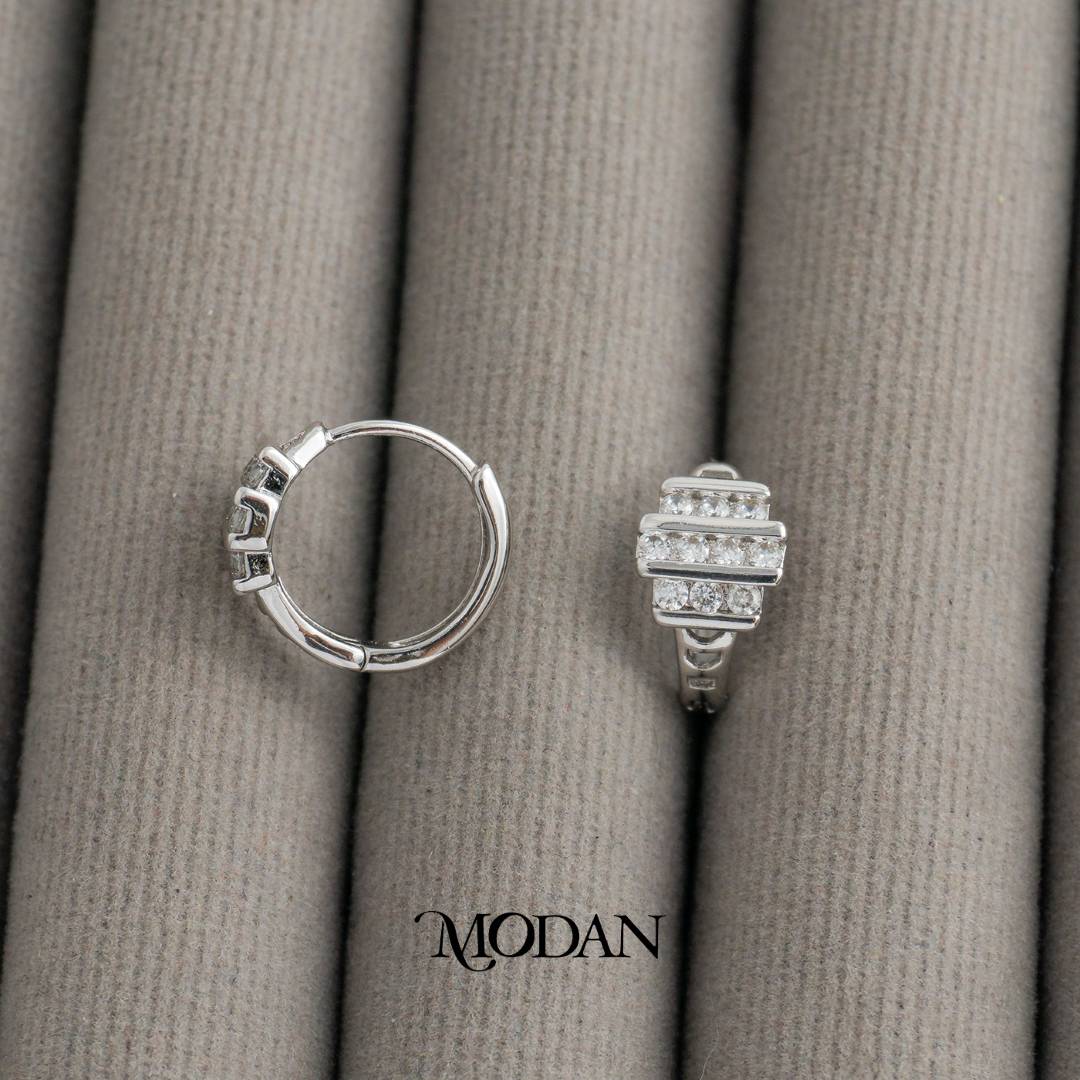Triple Zirconia Thick Hoop Earrings Anting Bulat Simple Hypoallergenic Gold Plated
