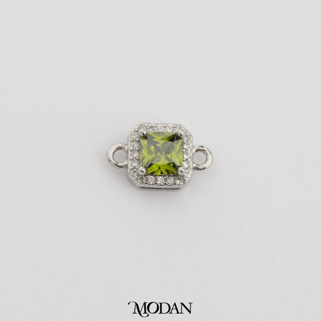 Square Princess Cut Birthstone DIY Connector Liontin Bulan Lahir Warna-Warni Hypoallergenic Gold Filled