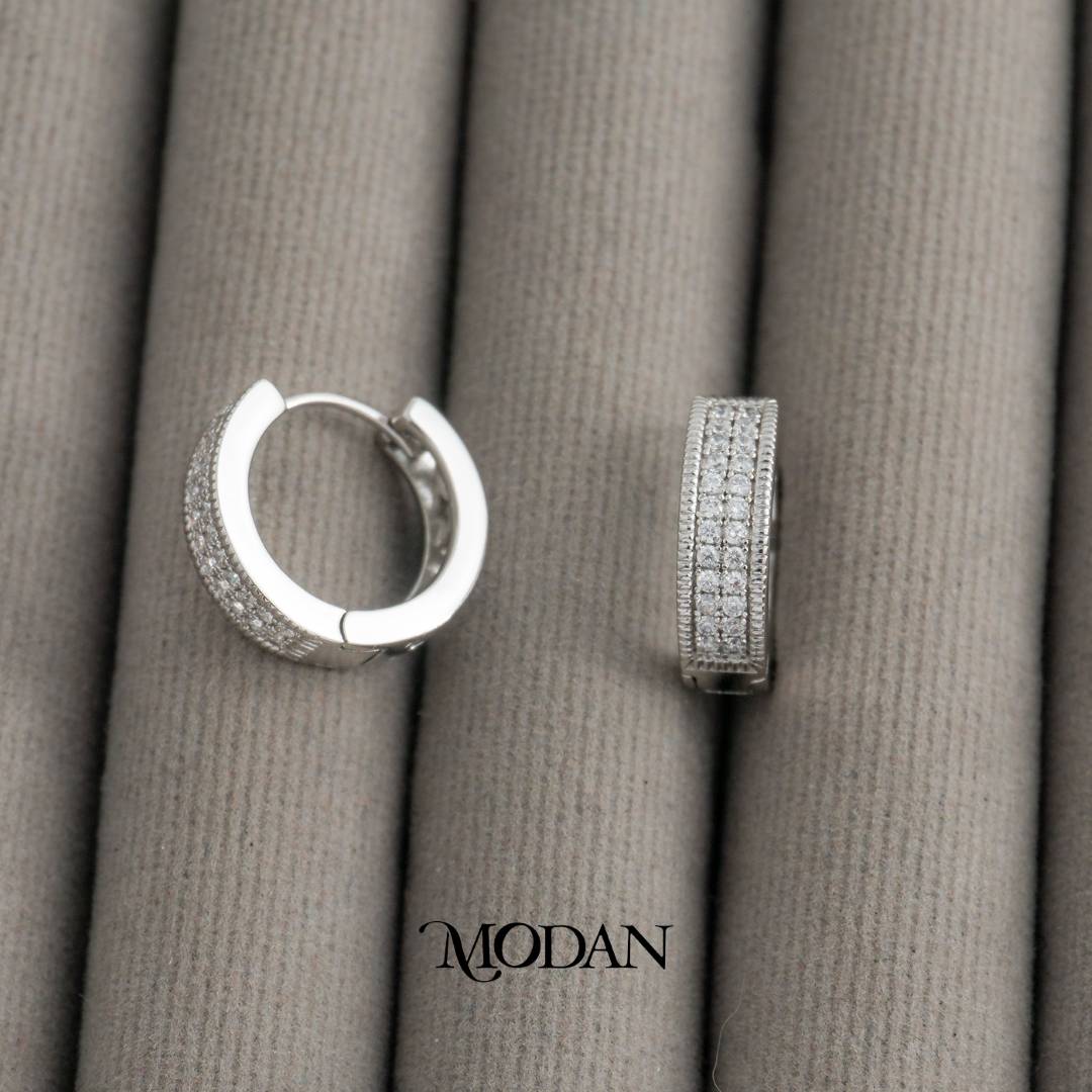 (13mm) Sparkling Round Hoop Earrings Anting Bulat Hypoallergenic Gold Plated