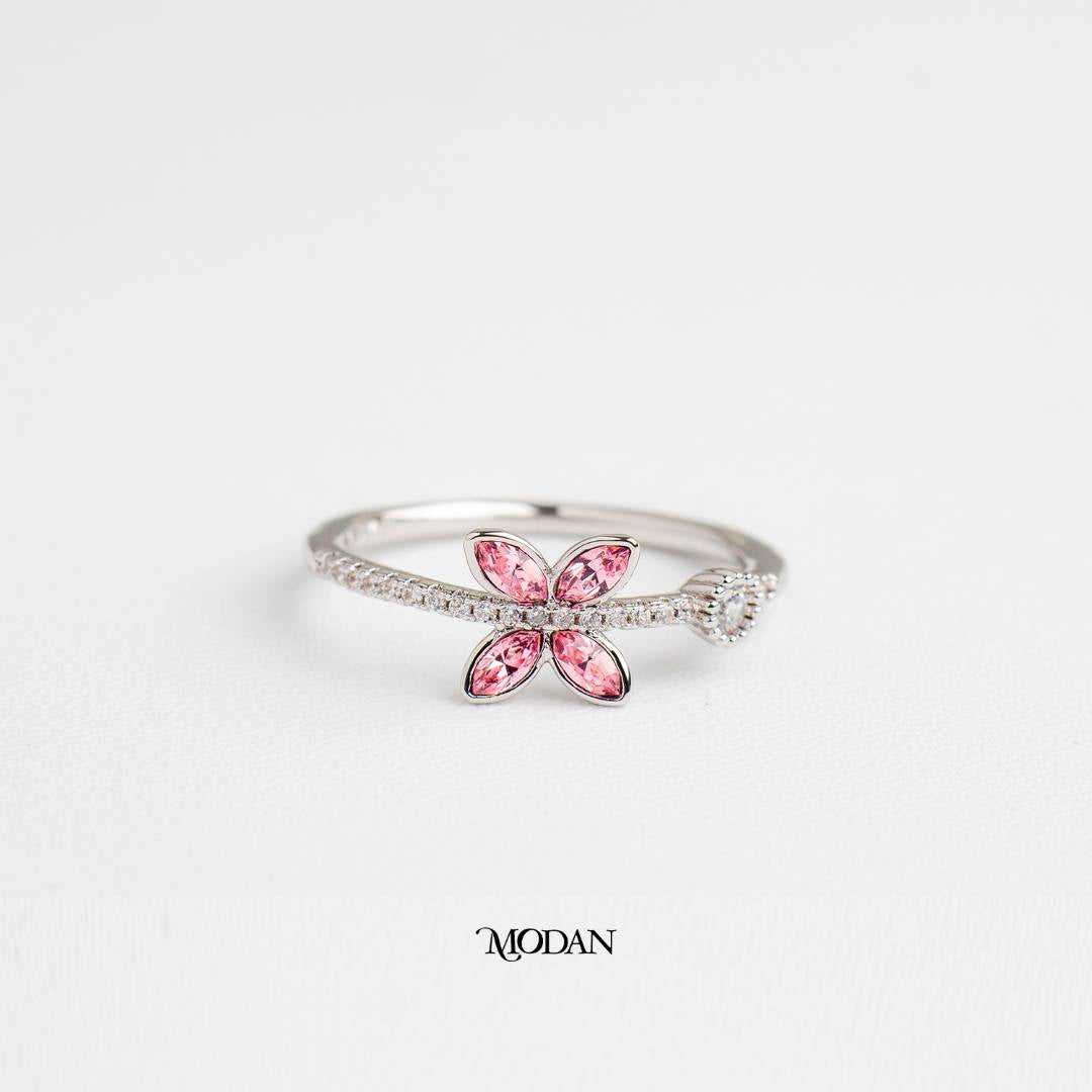 Romantic Blossom Pink Flower Ring Cincin Bunga Merah Muda Hypoallergenic Gold Plated