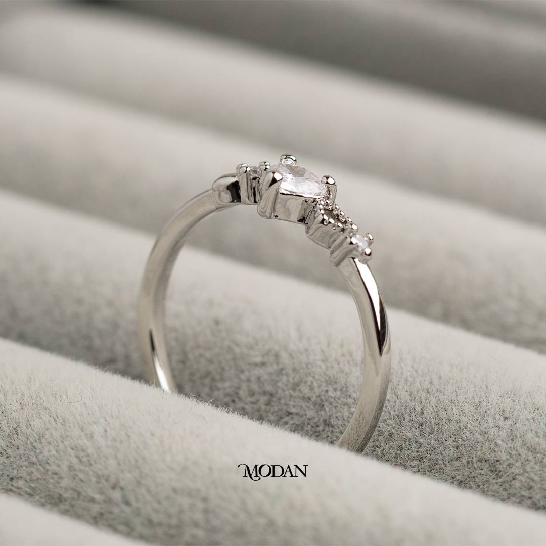 Minimalist Dainty Heart Adjustable Ring Cincin Hati Kecil Hypoallergenic Gold Plated