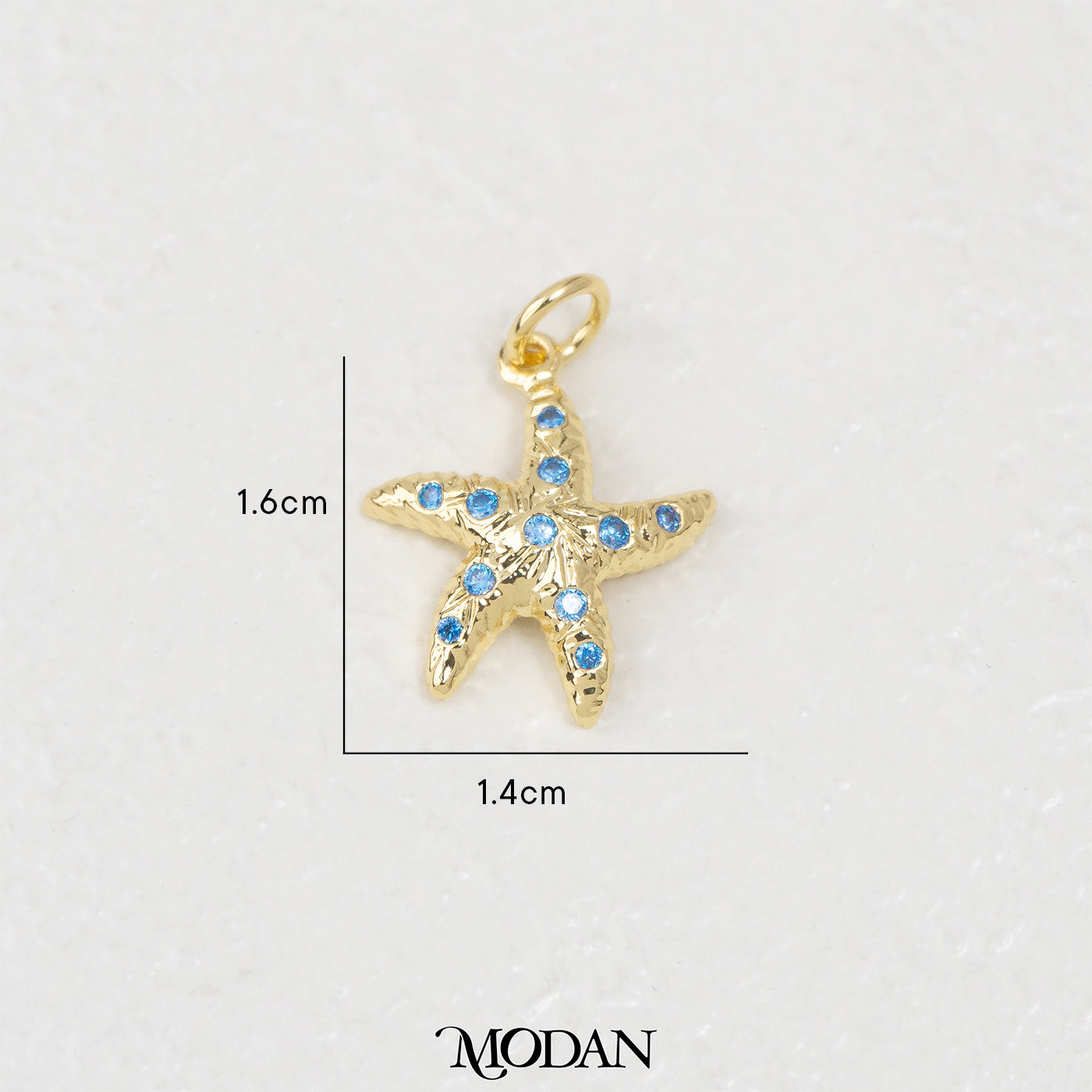 Golden Blue Starfish Ocean DIY Charm Liontin Bintang Laut Hypoallergenic Gold Filled