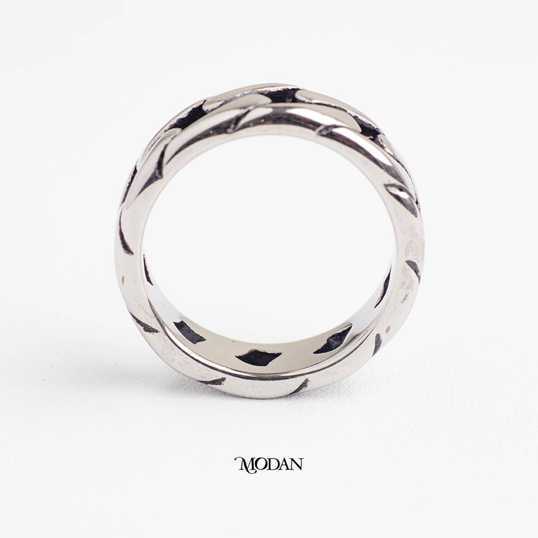 Classic Cuban Link Chain Band Ring Cincin Pria Rantai Cuban Klasik Hypoallergenic Stainless Steel
