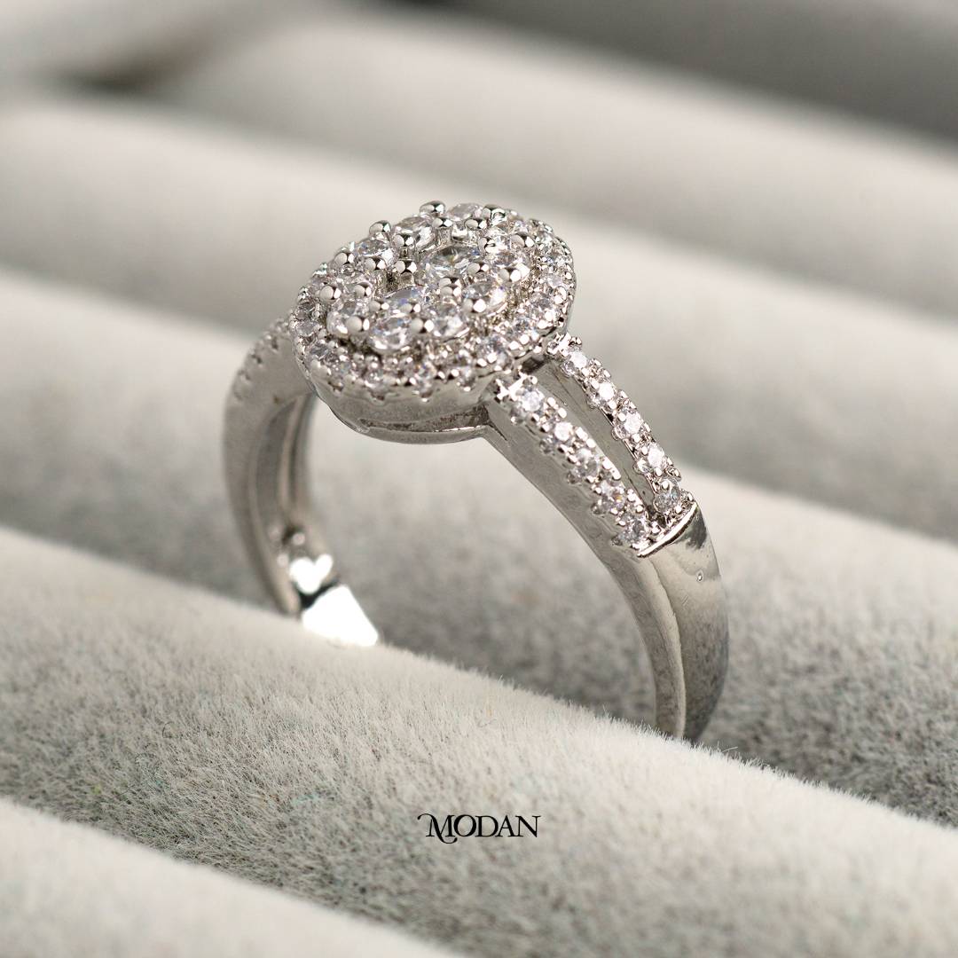 Sparkling Oval Double Row Ring Cincin Oval Dua Baris Hypoallergenic Gold Plated