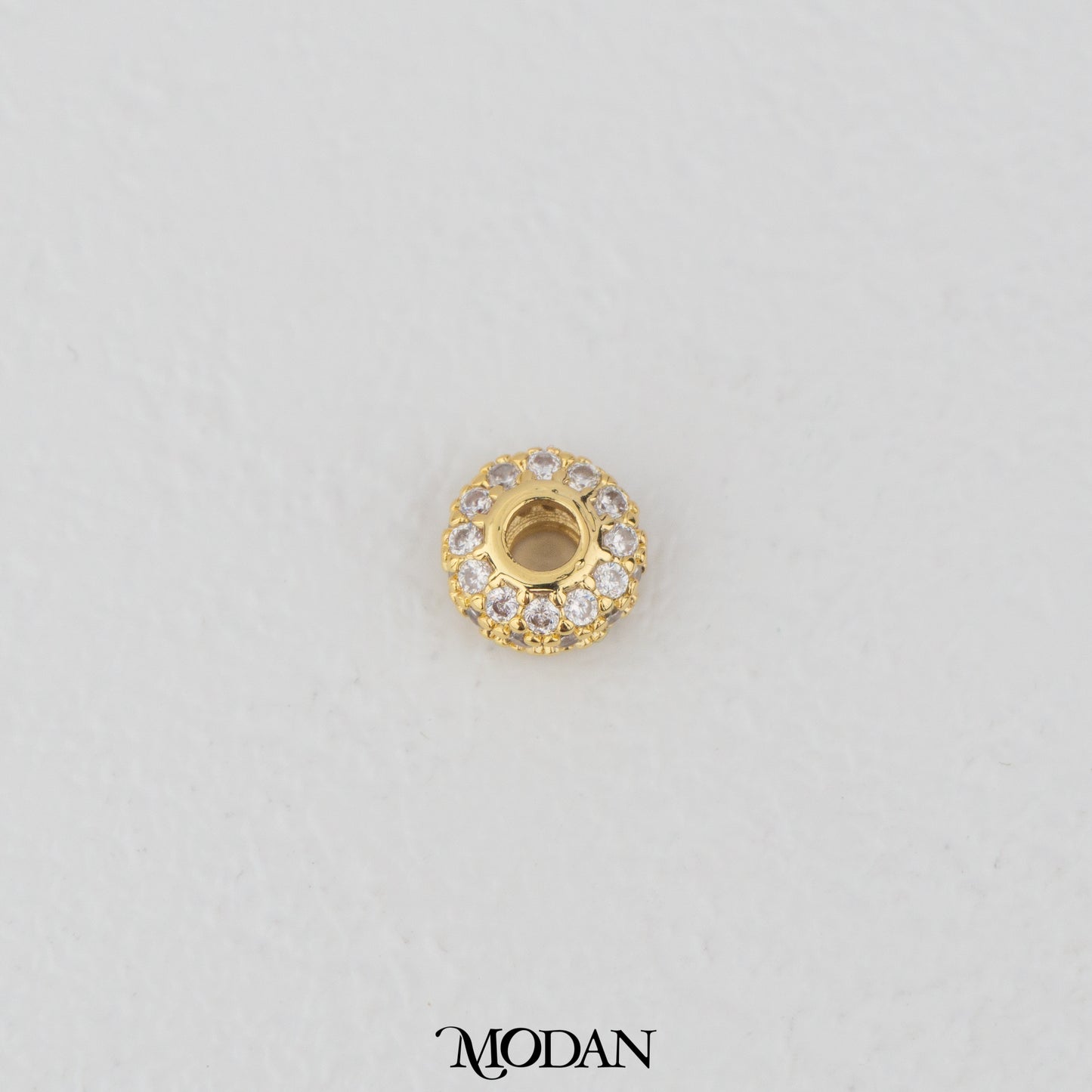 Mini Micro Paved Round DIY Beads Manik Liontin Kalung/Gelang Bulat Berlian Pasir Kecil Hypoallergenic Gold Filled