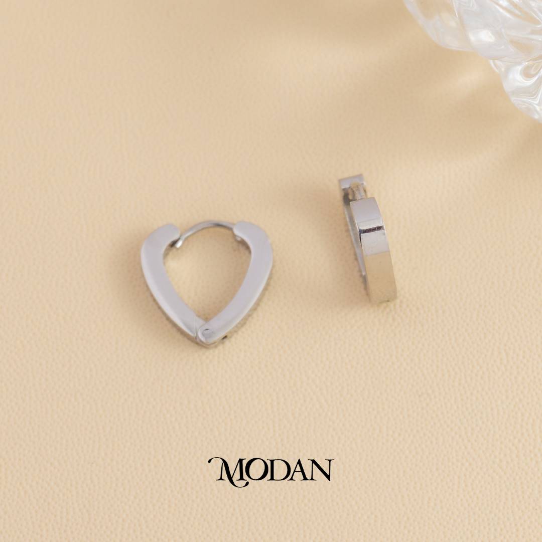 Plain Heart Hoops Earrings Anting Hati Polos Stainless Steel