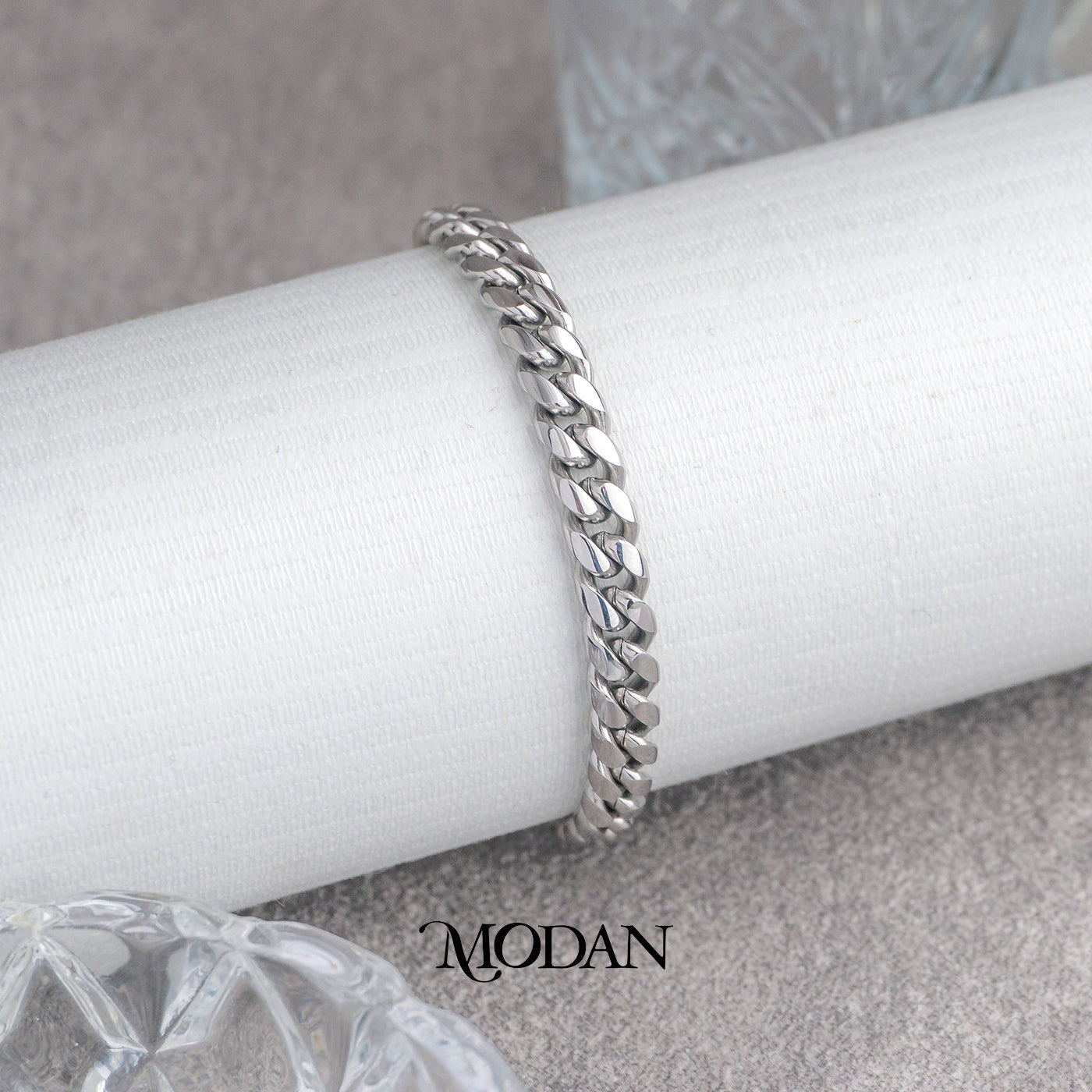 (21cm) Titanium Antique Miami Cuban Chain Men’s Bracelet Gelang Rantai Pria Hypoallergenic Stainless Steel