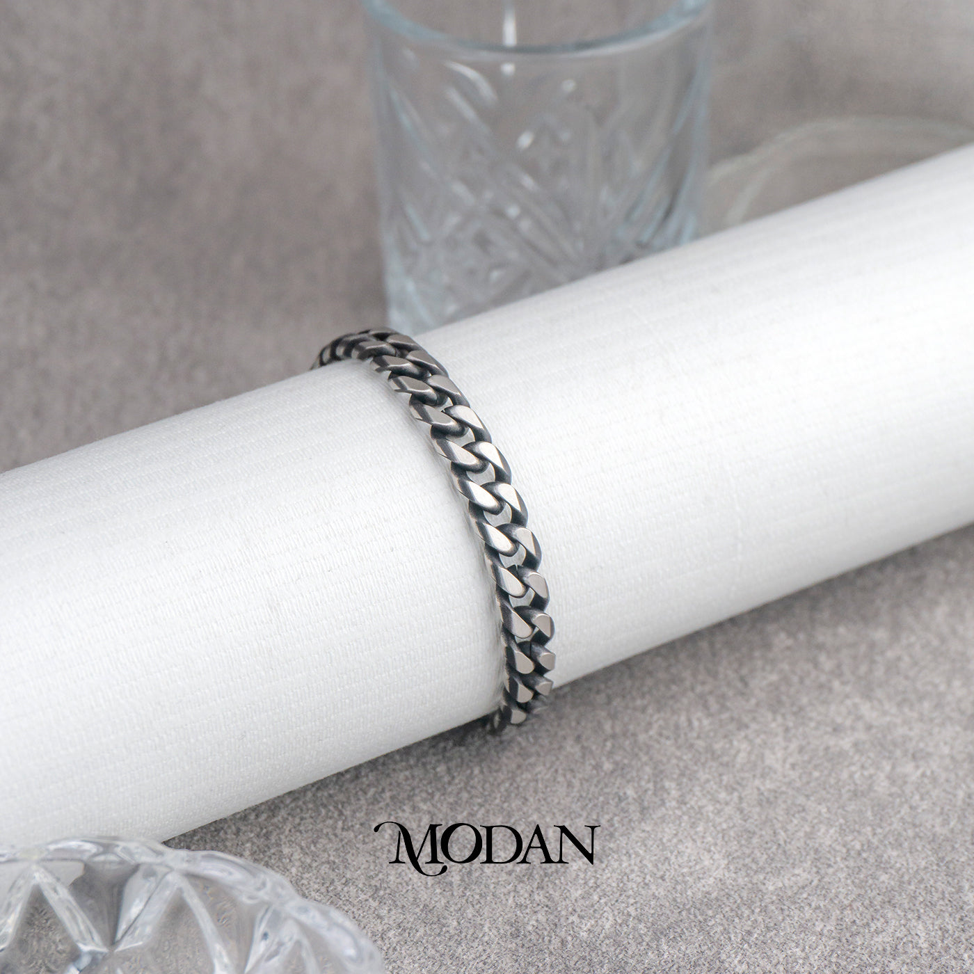 (21cm) Titanium Cuban Chain Men’s Bracelet Gelang Rantai Pria Hypoallergenic Stainless Steel