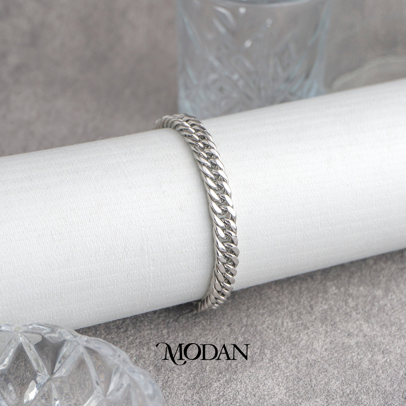 (21.5cm) Titanium Antique Miami Cuban Chain Men’s Bracelet Gelang Rantai Pria Hypoallergenic Stainless Steel