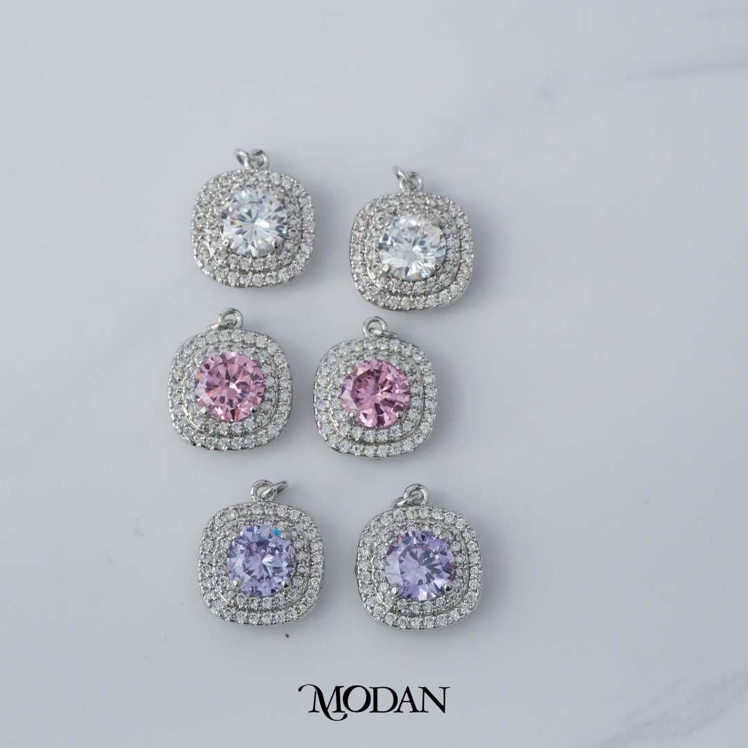 Cushion Zirconia Bridal DIY Charm Liontin Pesta Elegant Hypoallergenic Gold Filled