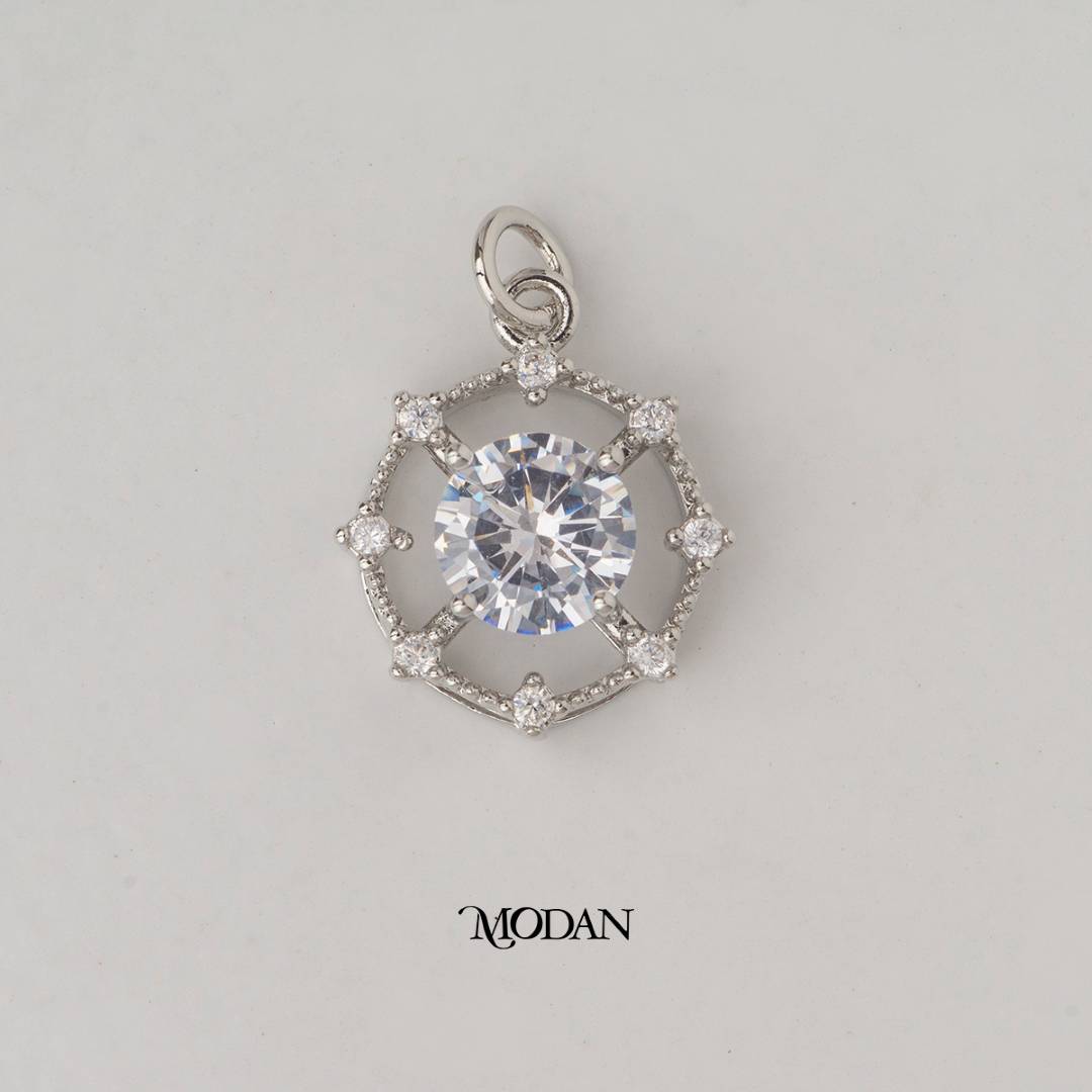 Bridal Round Geometric DIY Charm Liontin Bulat Pesta Hypoallergenic Gold Plated