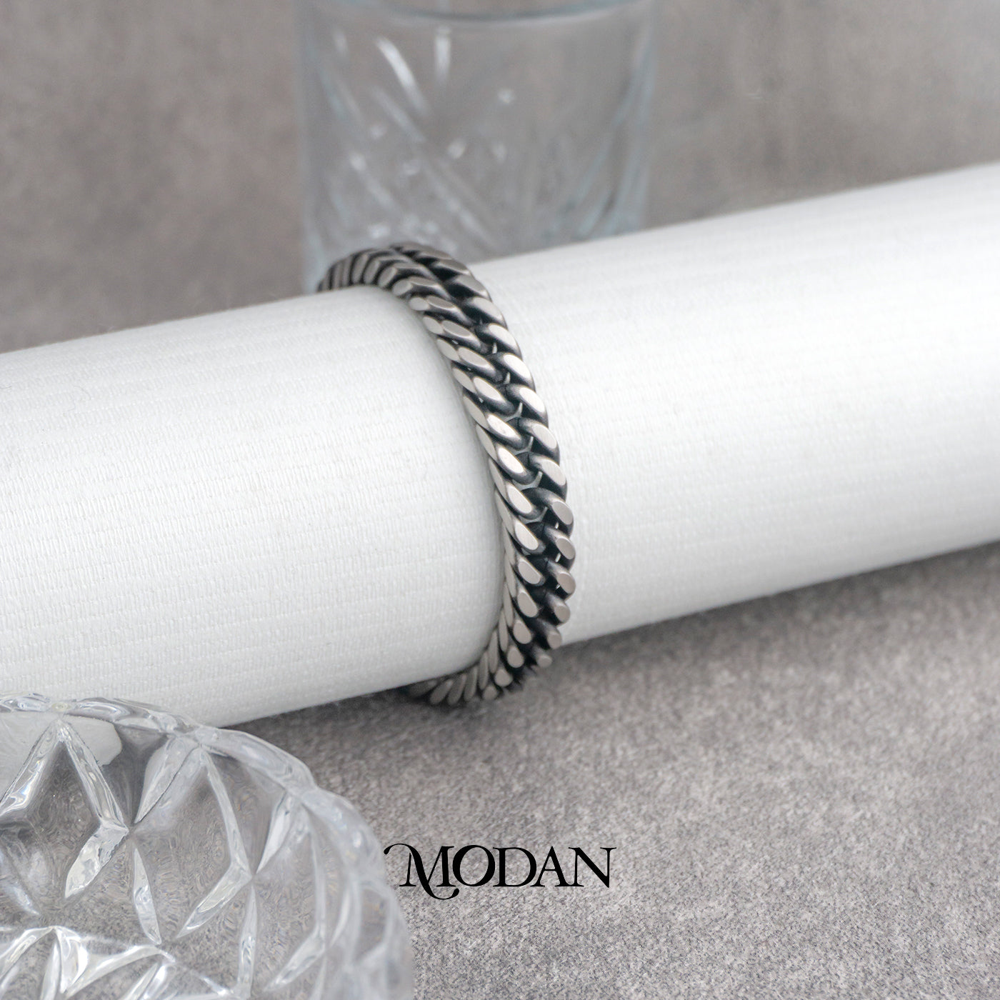 (22cm) (8mm) Titanium Antique Statement Miami Cuban Chain Men’s Bracelet Gelang Rantai Pria Hypoallergenic Stainless Steel