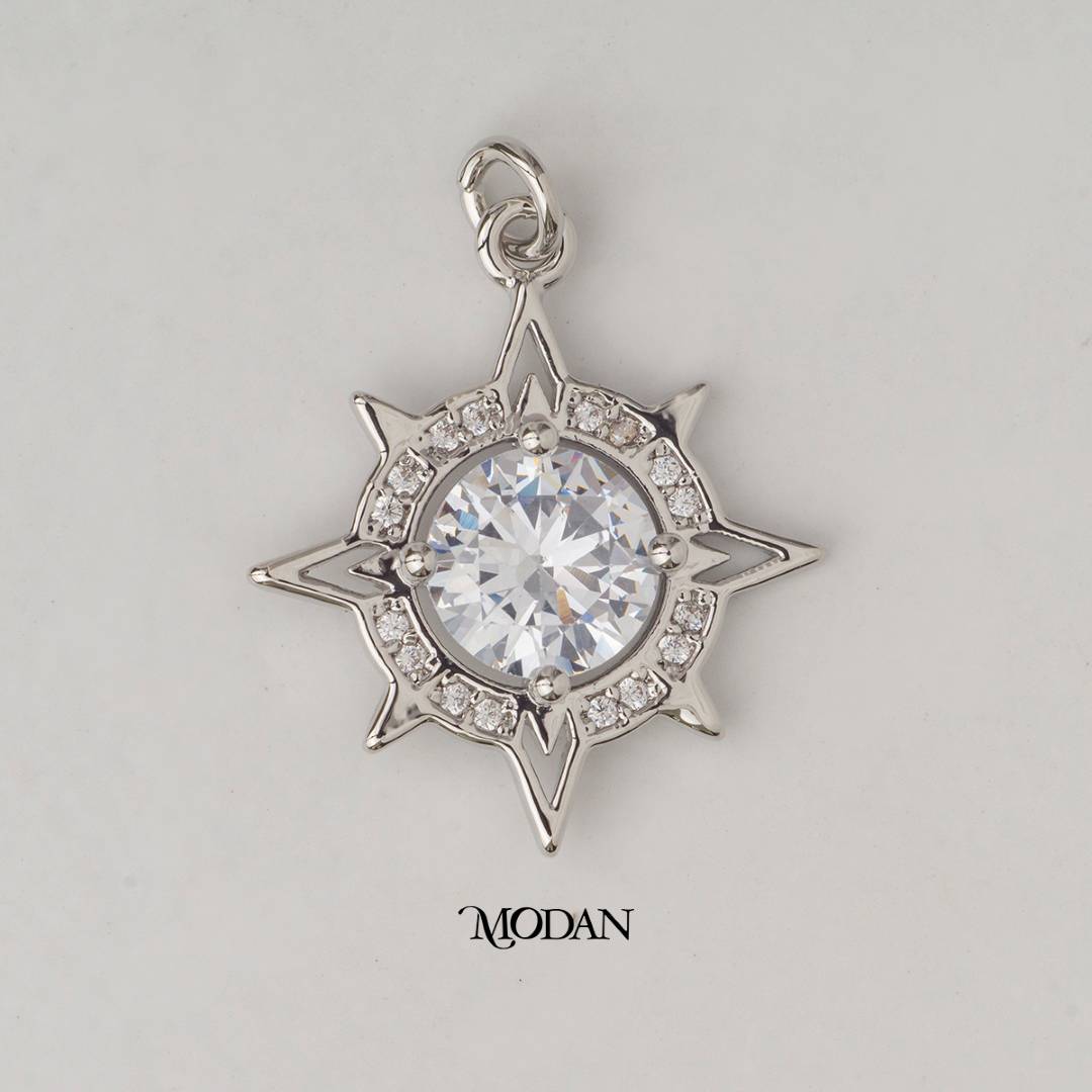 Round Cut Compass DIY Charm Liontin Kompas Hypoallergenic Gold Plated