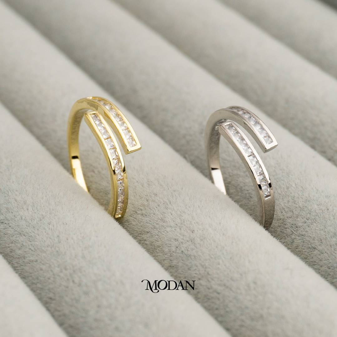 Baguette Bar Open Ring Cincin Terbuka Batang Baguette Hypoallergenic Gold Plated