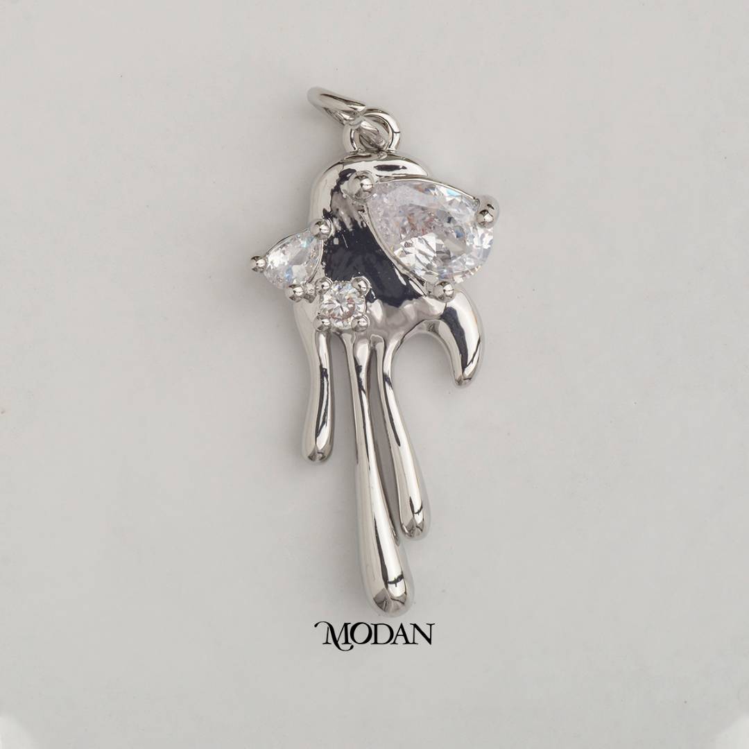 Statement Molten Dripping DIY Charm Liontin Meleleh Hypoallergenic Gold Filled