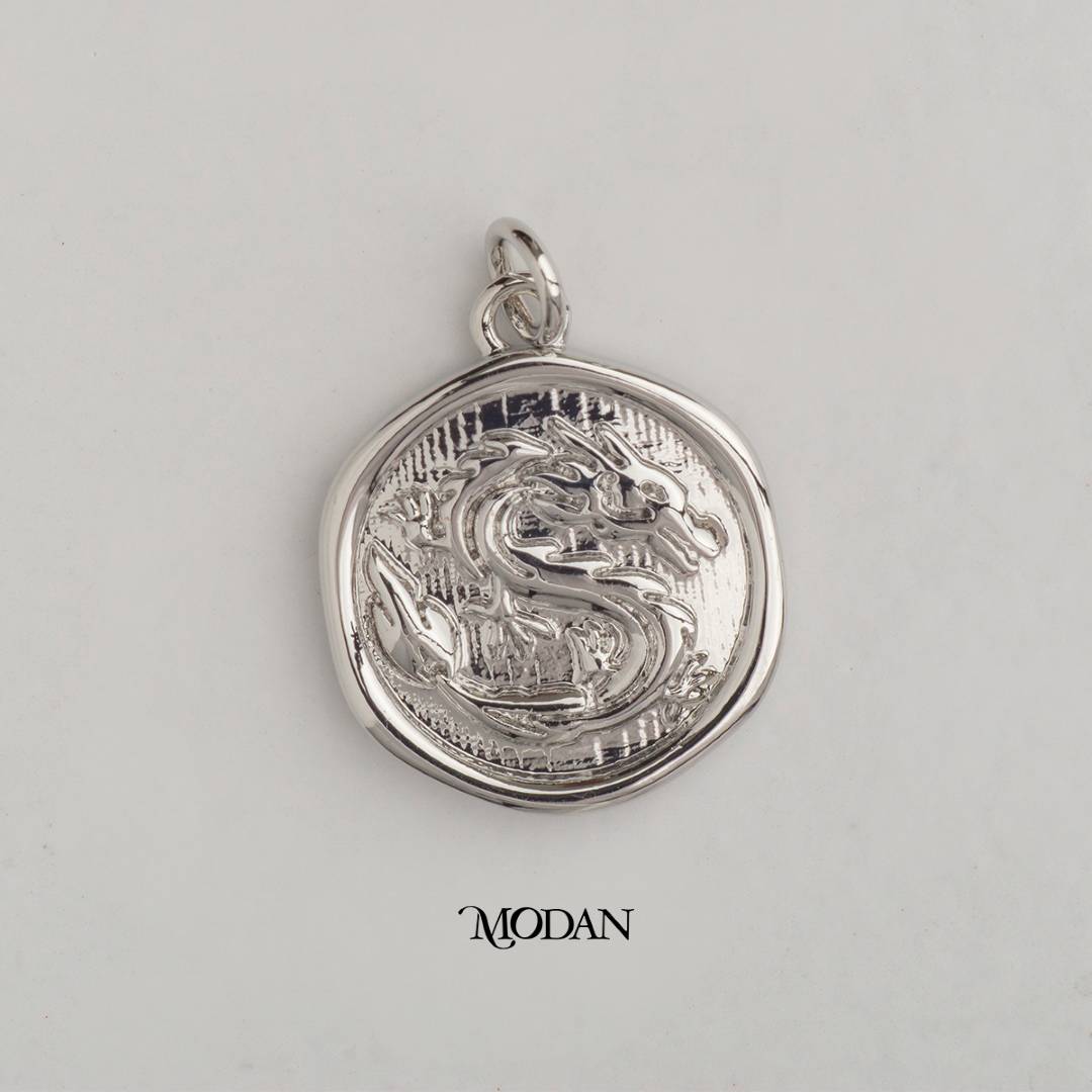 Chinese Ancient Dragon Coin Animal DIY Charm Liontin Naga Hypoallergenic Gold Plated
