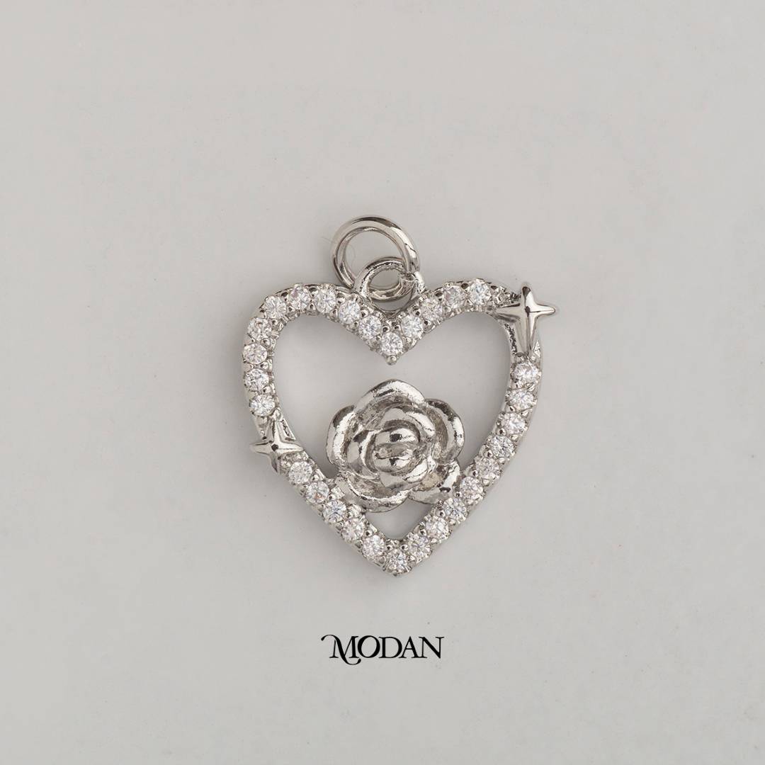 Rose Flower Star Heart DIY Charm Liontin Bunga Mawar Hypoallergenic Gold Plated