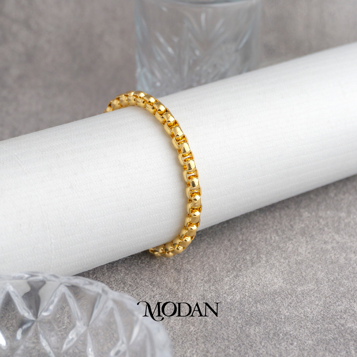 (18cm) Titanium Golden Box Chain Men’s Bracelet Gelang Rantai Pria Hypoallergenic Stainless Steel