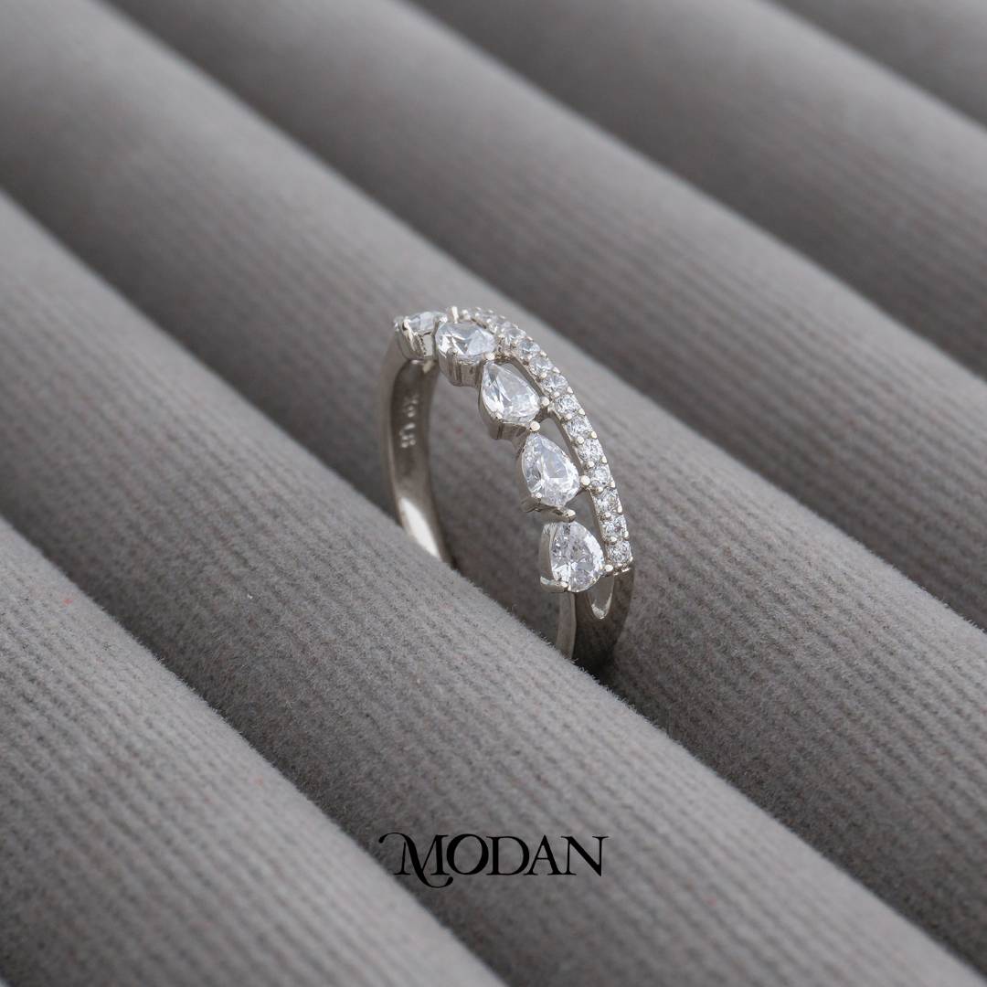 Korean Pear Cut Double Band Ring Cincin Tetes Air Dua Baris Hypoallergenic Gold Plated