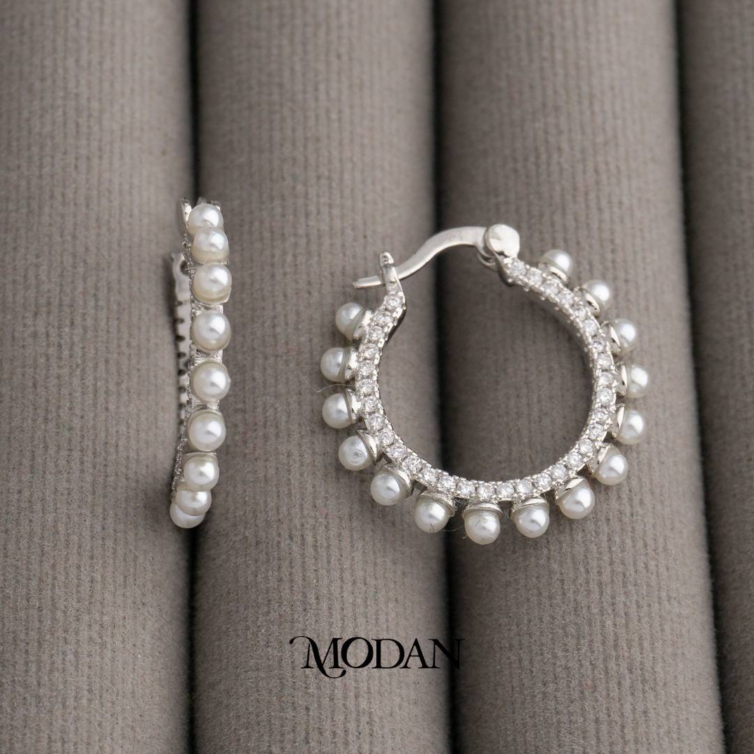(24mm) Bridal Shell Pearl Hoops Earrings Anting Bulat Mutiara Hypoallergenic Gold Plated