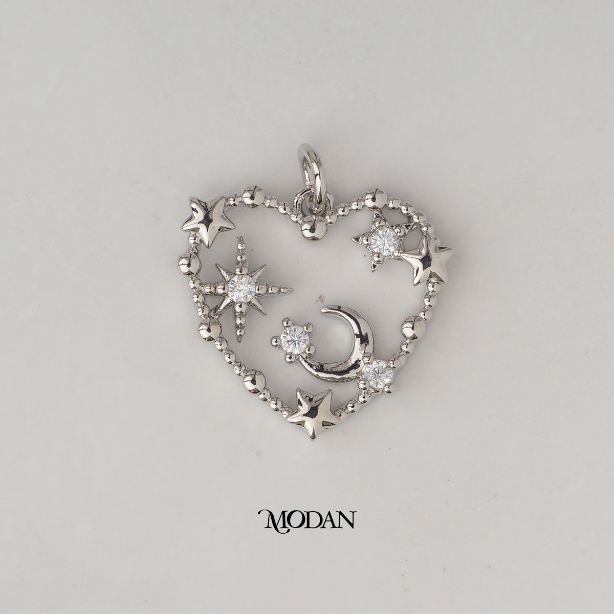 Celestial Moon and Star Heart Shaped DIY Charm Liontin Bulan Bintang Hypoallergenic Gold Plated
