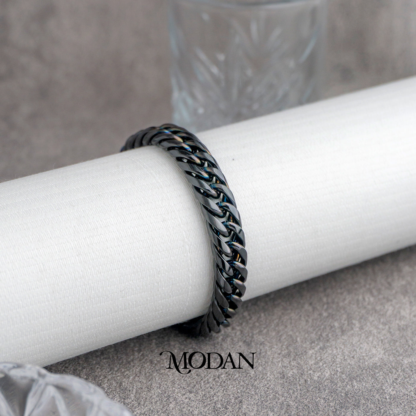 (22cm)(10mm) Titanium Black Miami Cuban Chain Men’s Bracelet Gelang Rantai Pria Hypoallergenic Stainless Steel