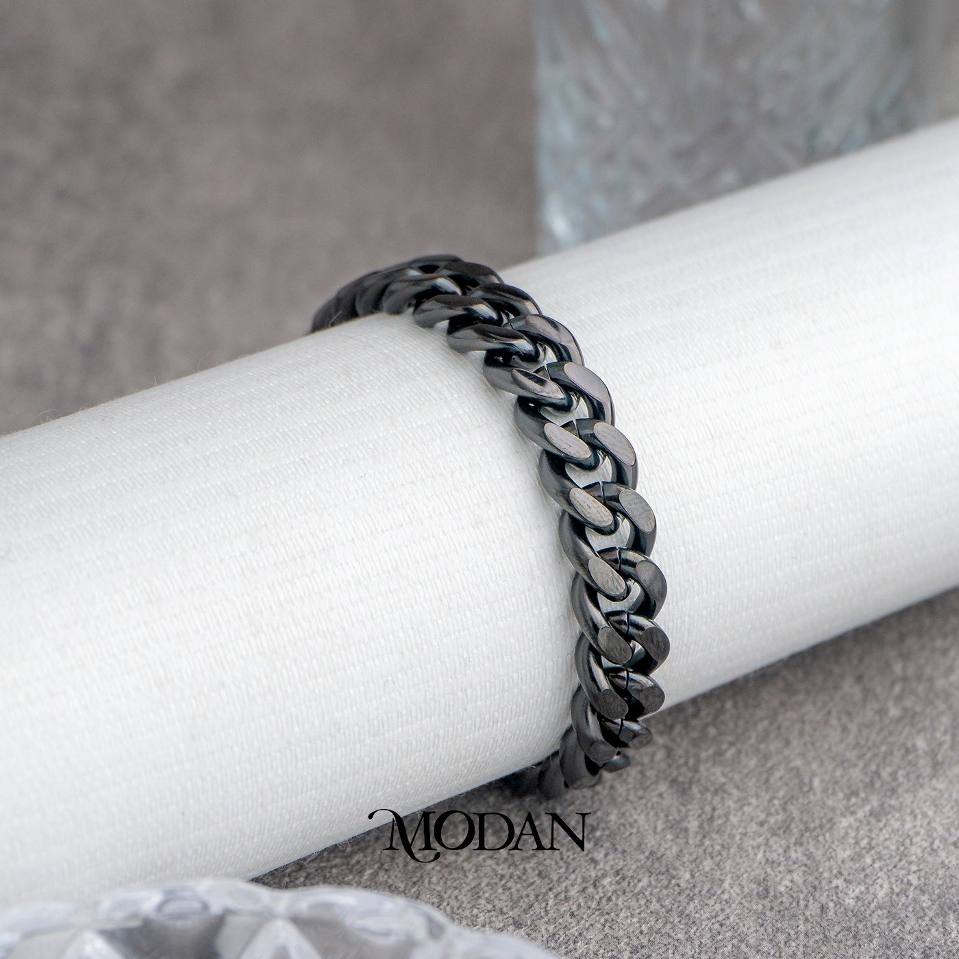 (21cm)(9mm) Titanium Black Miami Cuban Chain Men’s Bracelet Gelang Rantai Pria Hypoallergenic Stainless Steel