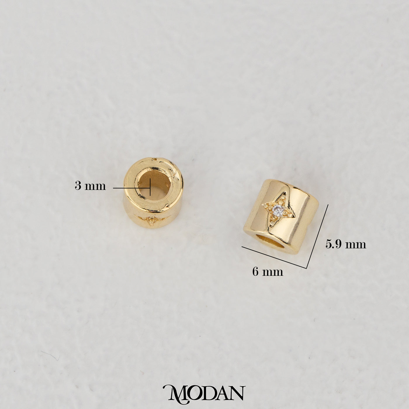 Minimalist Star Tube DIY Beads Manik Liontin Gelang/kalung Tabung Bintang Hypoallergenic Gold Filled