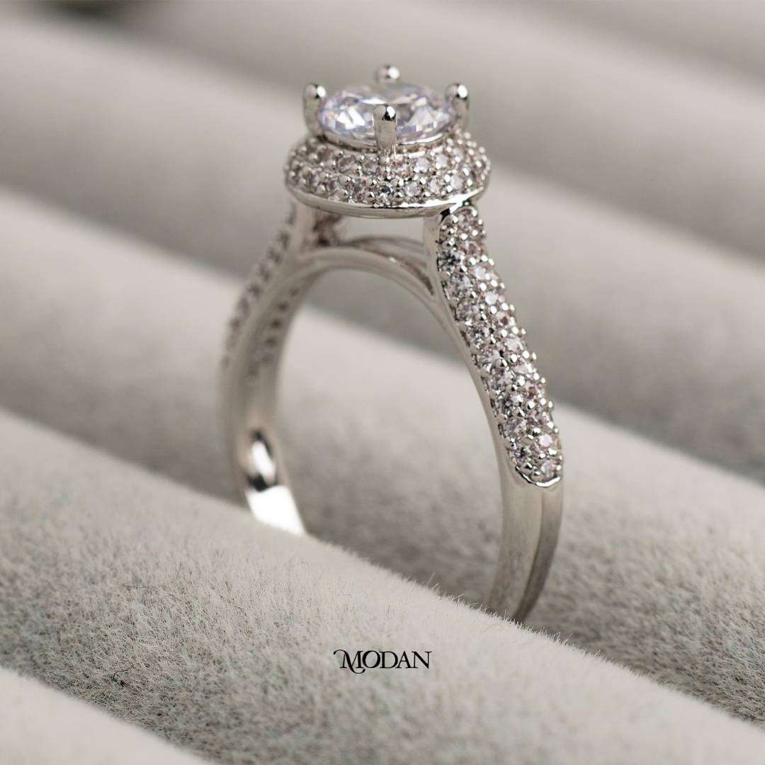 Triple Row Micro Pave Band Ring Cincin 3 Baris Bulat Pesta Hypoallergenic Gold Plated