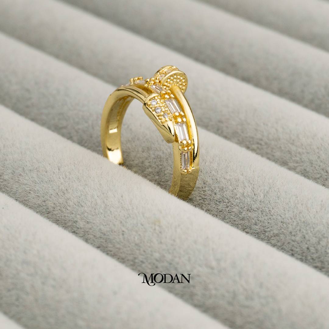 Elegant Geometric Nail Ring Cincin Paku Geometris Elegan Hypoallergenic Gold Plated