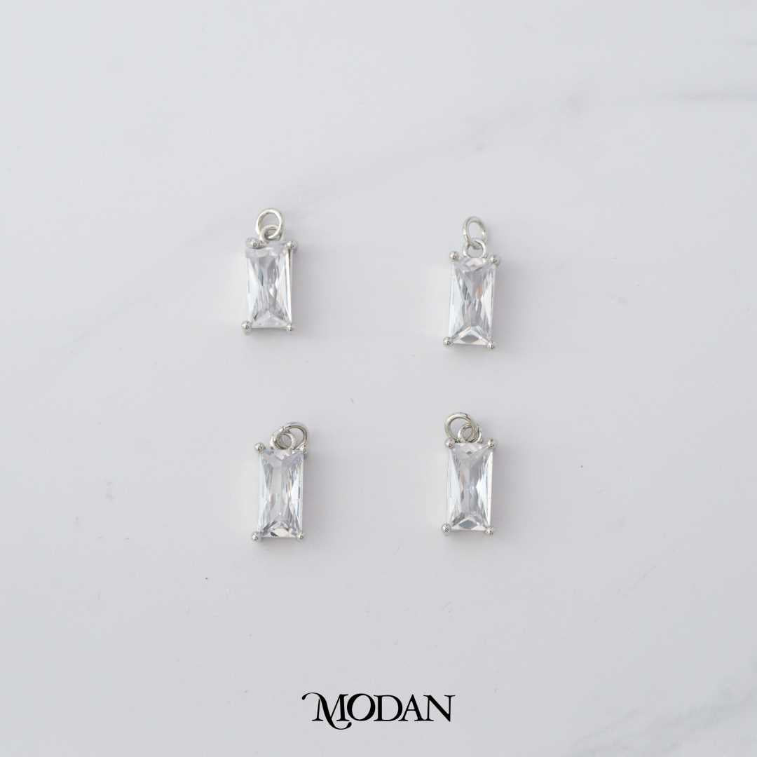 Sparkling Mini Baguette DIY Charm Liontin Batang Hypoallergenic Gold Filled
