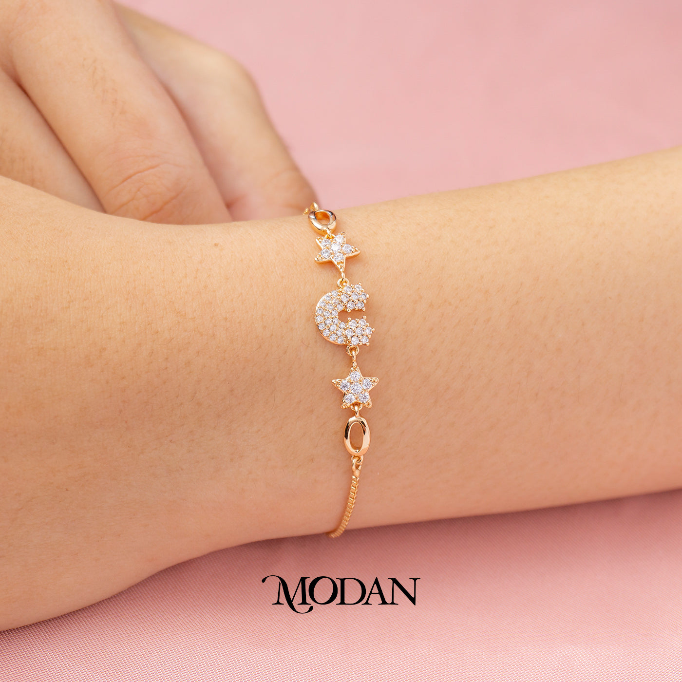 Cute Star Rainbow Adjustable Bracelet Gelang Serut Bintang Pelangi Hypoallergenic Gold Filled