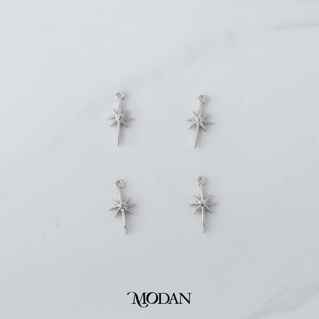 Mini Plain Celestial North Star DIY Charm Liontin Bintang Hypoallergenic Gold Plated
