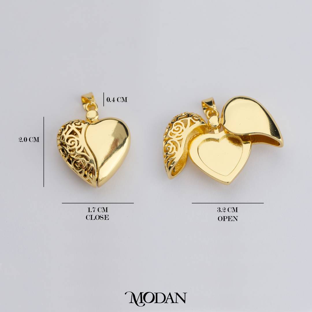 Vintage Plain Open Photo Locket Love Heart DIY Pendant Liontin Foto Bentuk Hati Hypoallergenic Gold Filled