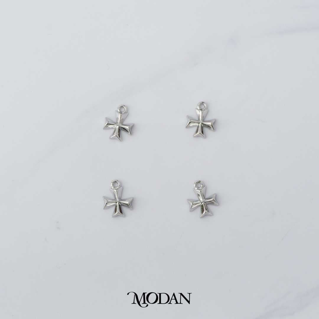 Mini Plain Square Cross DIY Charm Liontin Salib Hypoallergenic Gold Plated