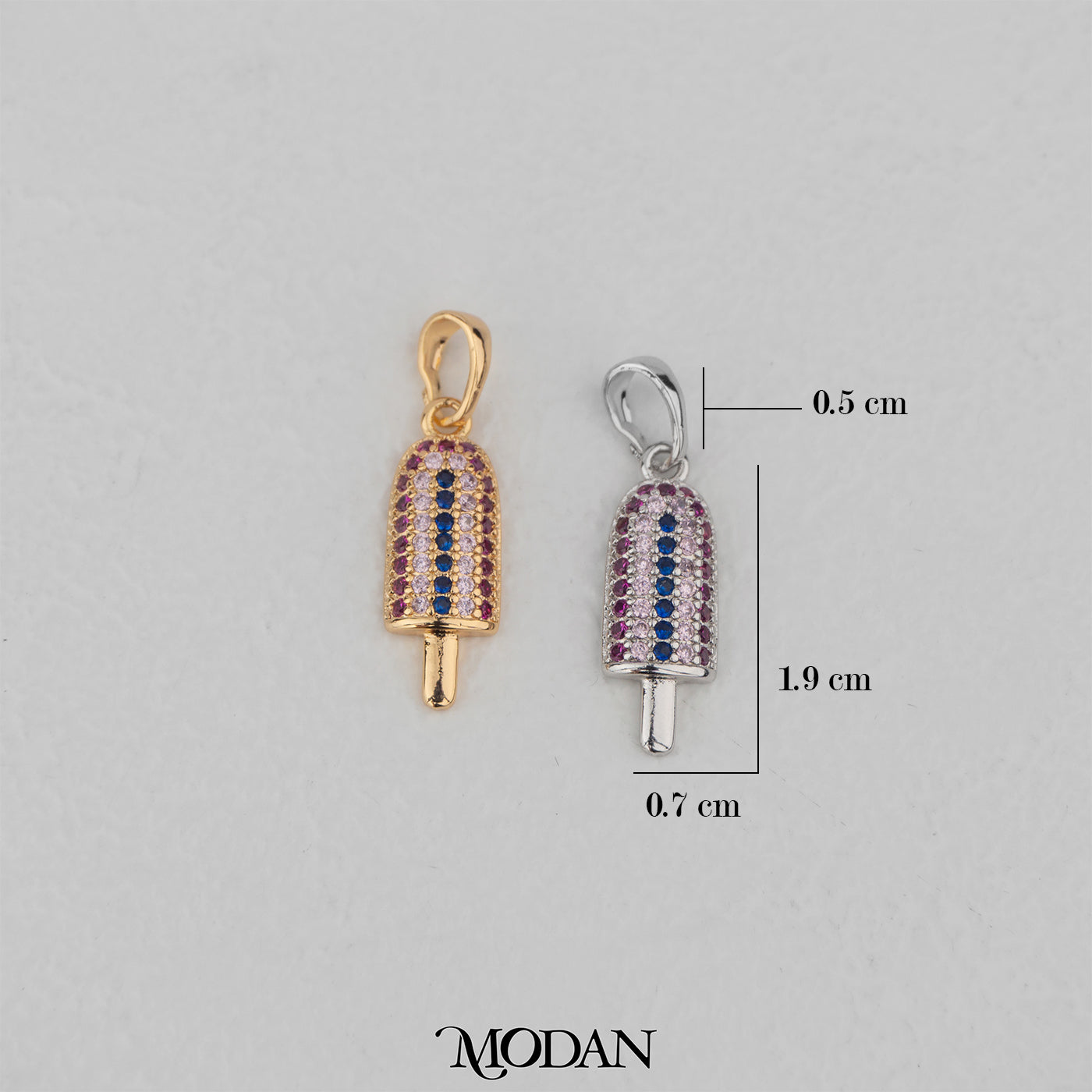 Colorful Ice Cream Micro Paved Pendant DIY Pendant Liontin Es Krim Warna - Warni Hypoallergenic Gold Filled