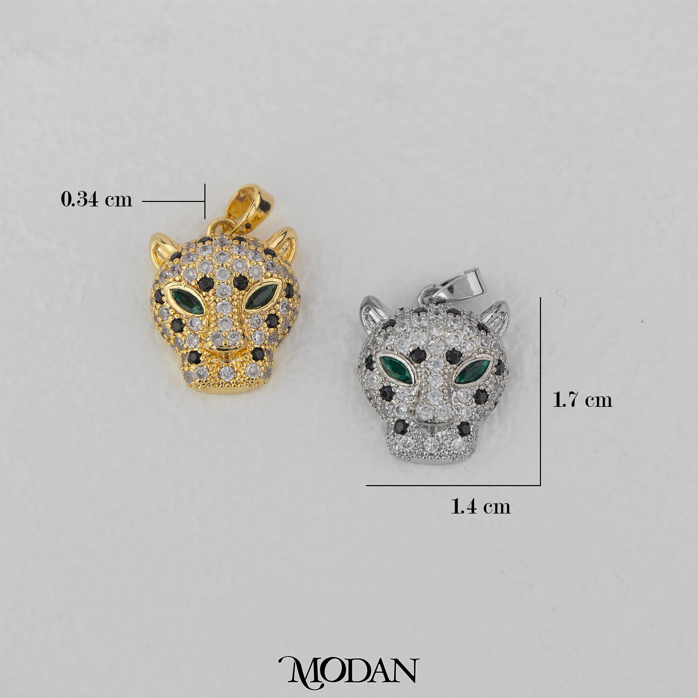 Luxury Emerald Eyed Leopard Micro Paved Pendant DIY Pendant Liontin Macan Mata Hijau Hypoallergenic Gold Filled