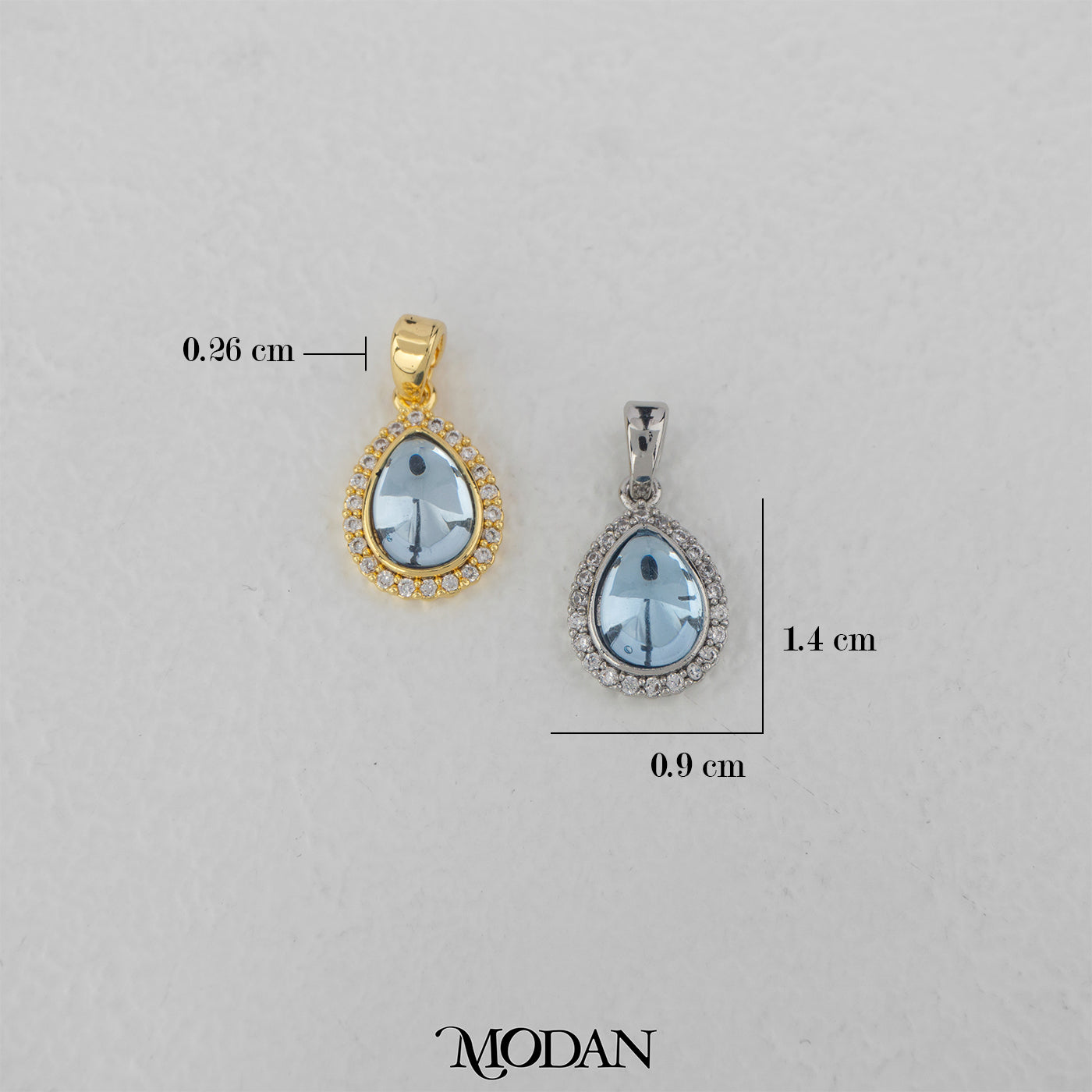 Aqua Moonstone Teardrop Pendant DIY Pendant Liontin Tetes Air Mata Biru Hypoallergenic Gold Filled