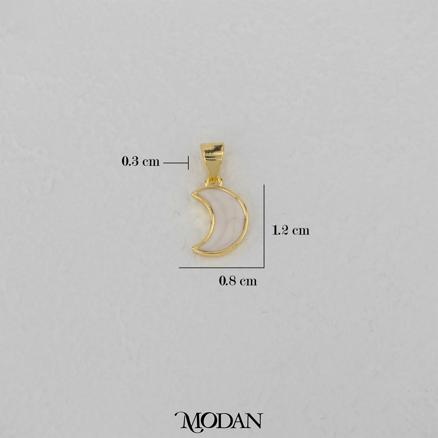 White Enamel Moon DIY Pendant Liontin Bulan Putih Hypoallergenic Gold Filled