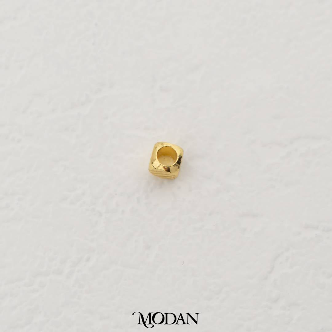 (5pcs) Mini Textured Cube Spacer Beads DIY Pembatas Manik Gelang/Kalung Dadu Hypoallergenic Gold Filled