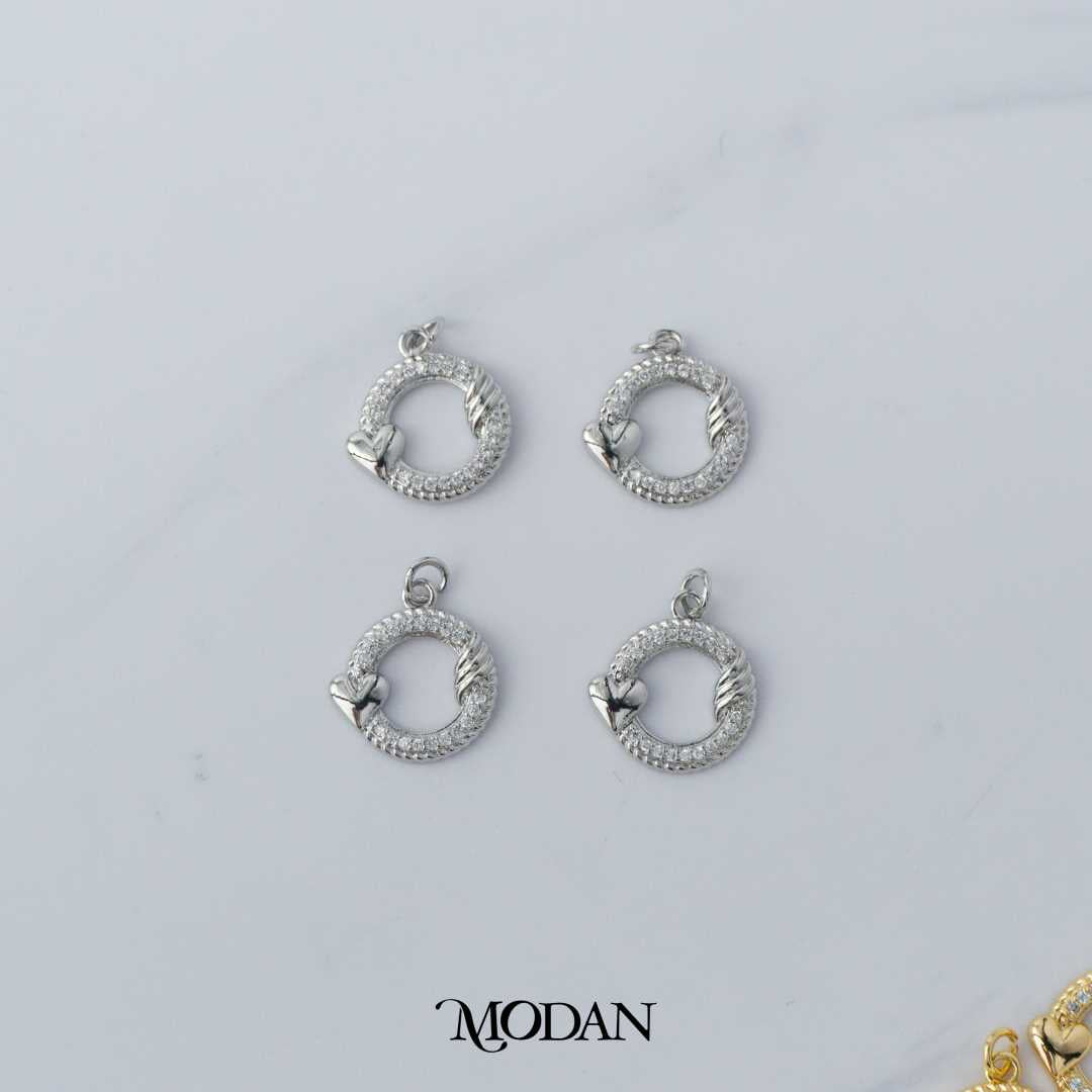 Round Heart Twisted Diamond Card DIY Charm Liontin Hati Kartu Hypoallergenic Gold Filled