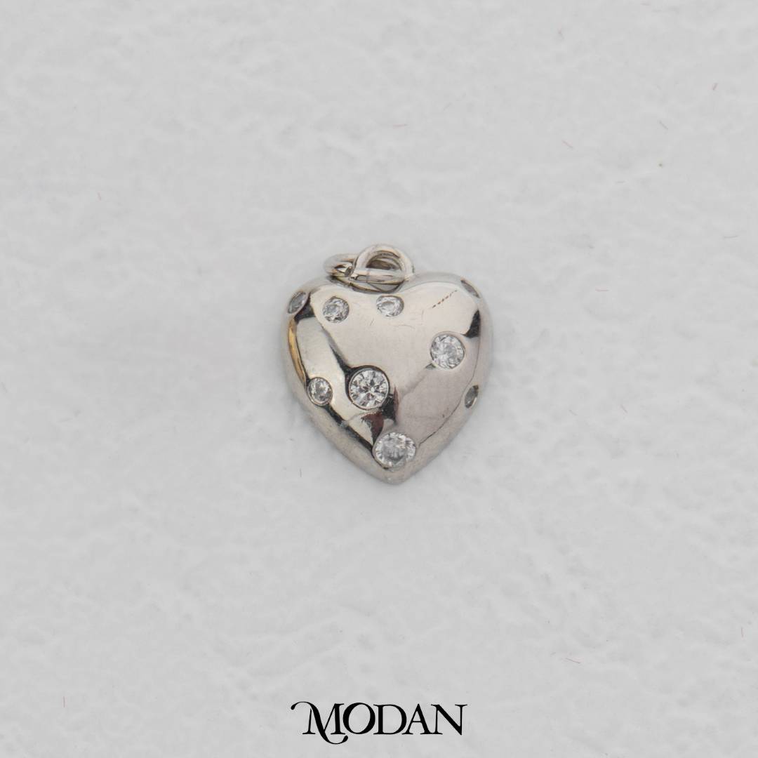 Twisted Card Dotted Heart DIY Charm Liontin Hati Hypoallergenic Gold Plated