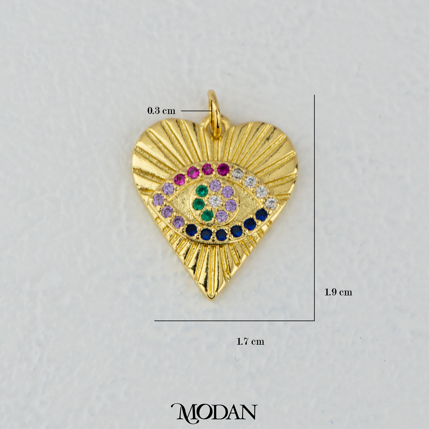 Rainbow Love Evil Eye DIY Pendant Liontin Hati Mata Warna-Warni Hypoallergenic Gold Filled